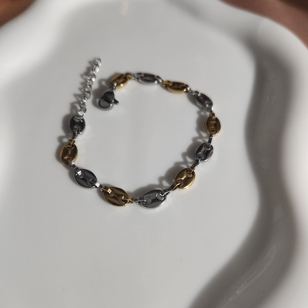 New two tone coffee bean bracelet